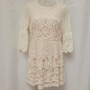 Eliza J sleeve lace dress. Cream